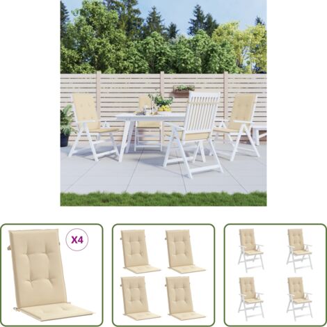 vidaXL Cuscino da esterno -  Cuscini per Sedie 4 pz Beige 120x50x3 cm in Tessuto