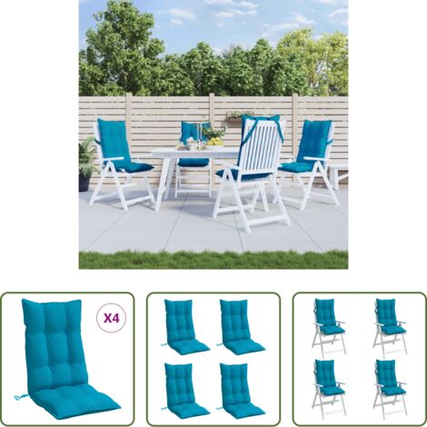 vidaXL Cuscino da esterno -  Cuscini Sedia con Schienale Alto 4 pz Blu Chiaro Tessuto Oxford