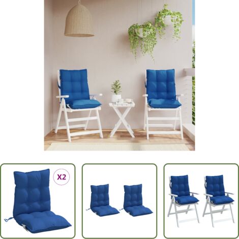 vidaXL Cuscino da esterno -  Cuscini Sedia con Schienale Basso 2 pz Blu Reale Tessuto Oxford