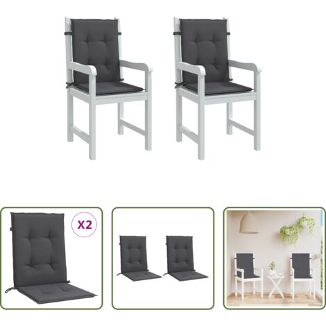 vidaXL Cuscino da esterno -  Cuscini Sedia Schiena Bassa 2 pz Antracite Mélange 100x50x4 cm