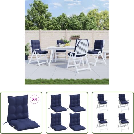 vidaXL Cuscino da esterno -  Cuscini Sedia Schienale Basso 4 pz Blu Marino in Tessuto Oxford