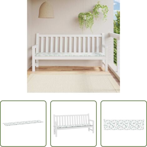vidaXL Cuscino da esterno -  Cuscino Panca da Giardino Motivo a Foglie 200x50x4 cm Tessuto