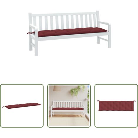 vidaXL Cuscino da esterno -  Cuscino Panca da Giardino Rosso Vino Mélange 180x50x7cm Tessuto