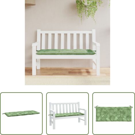 vidaXL Cuscino da esterno -  Cuscino Panca Giardino con Motivo a Foglie 120x50x7 cm Tessuto