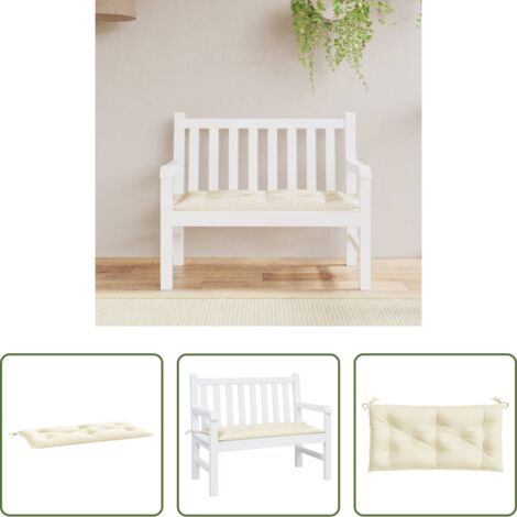 vidaXL Cuscino da esterno -  Cuscino per Panca Bianco Crema 110x50x7 cm in Tessuto Oxford