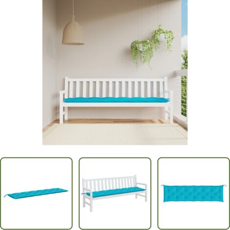 vidaXL Cuscino da esterno -  Cuscino per Panca da Giardino Turchese 200x50x7 cm in Tessuto