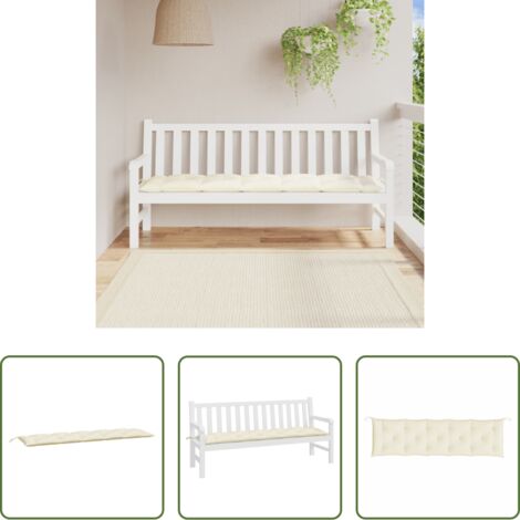 vidaXL Cuscino da esterno -  Cuscino per Panca Giardino Crema 180x50x7 cm in Tessuto Oxford