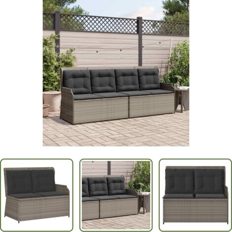 vidaXL Cuscino da esterno -  Panchina da giardino con cuscino Grigio polyrattan