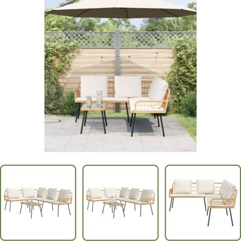 vidaXL Cuscino da esterno -  Set Divano da Giardino con cuscino 2 pcs Naturale polyrattan