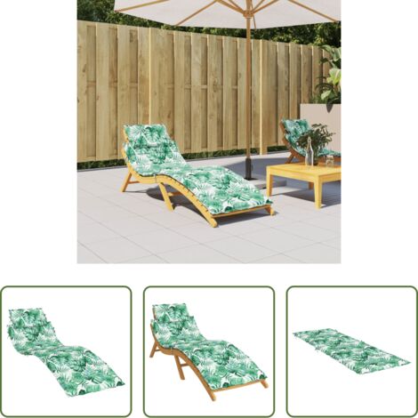 vidaXL Cuscino da giardino -  Cuscino per Lettino con Motivo a Foglie in Tessuto Oxford