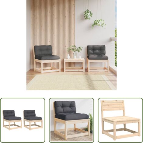 vidaXL Cuscino da giardino -  Divani da Giardino con Cuscini 2 pz Legno Massello di Pino