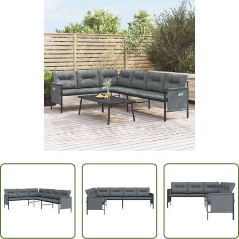 vidaXL Cuscino da giardino -  Divano Angolare da Giardino Antracite in Acciaio e Textilene