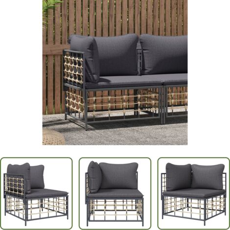 vidaXL Cuscino da giardino -  Divano Angolare da Giardino con Cuscini Polyrattan Grigio Scuro