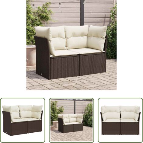vidaXL Cuscino da giardino -  Divano da Giardino a 2 Posti con Cuscini in Polyrattan Marrone