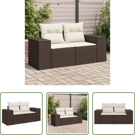 vidaXL Cuscino da giardino -  Divano da Giardino a 2 Posti con Cuscini in Polyrattan Marrone