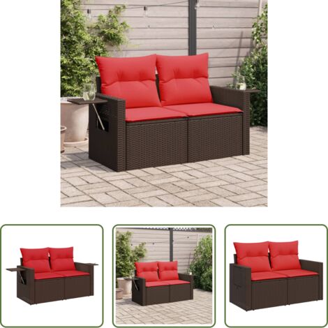 vidaXL Cuscino da giardino -  Divano da giardino con cuscini a 2 posti marrone in polyrattan