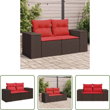 vidaXL Cuscino da giardino -  Divano da giardino con cuscini a 2 posti marrone in polyrattan
