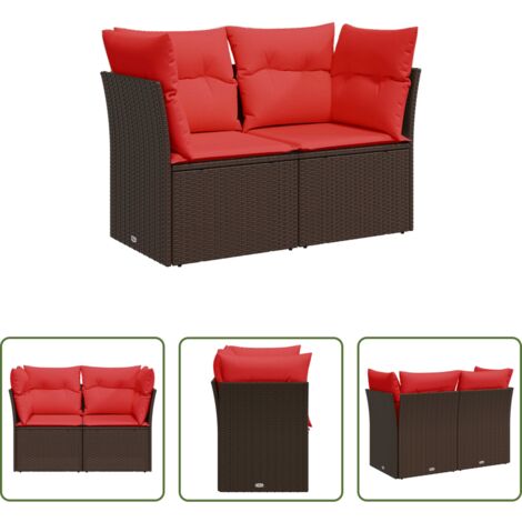 vidaXL Cuscino da giardino -  Divano da giardino con cuscini a 2 posti marrone in polyrattan