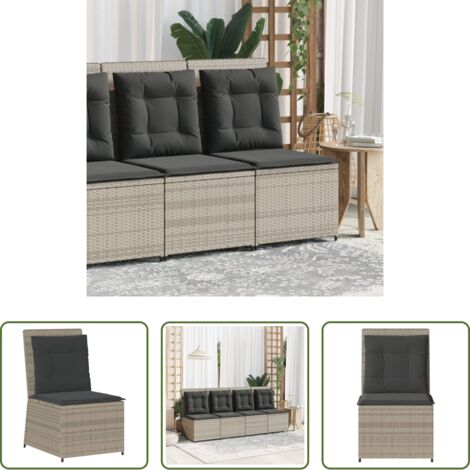 vidaXL Cuscino da giardino -  Divano Reclinabile Giardino Cuscini Grigio Chiaro in Polyrattan