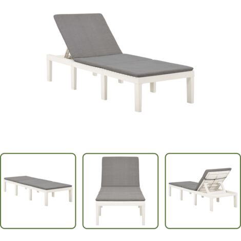 vidaXL Cuscino da giardino -  Lettino Prendisole con Cuscino Plastica Bianco