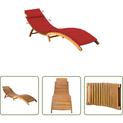 vidaXL Cuscino da giardino -  Lettino Prendisole da Giardino con Cuscino Massello di Acacia