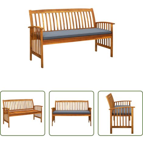 vidaXL Cuscino da giardino -  Panchina da Giardino con Cuscino 147cm Legno Massello di Acacia