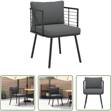 vidaXL Cuscino da giardino -  Poltrona da Giardino con Cuscini in Polyrattan Nero