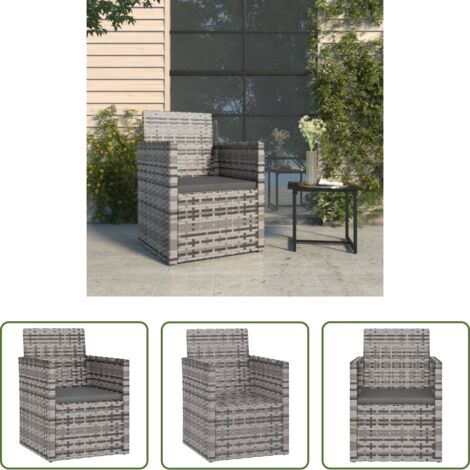 vidaXL Cuscino da giardino -  Poltrona da Giardino con Cuscino Grigio in Polyrattan