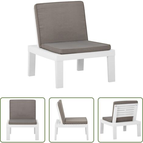 vidaXL Cuscino da giardino -  Poltrona da Giardino con Cuscino in Plastica Bianca