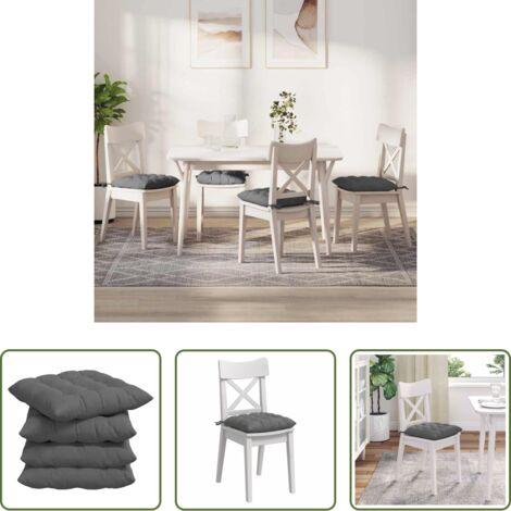 vidaXL Cuscino da interno -  Cuscini per Seduta 4 pcs Grigio scuro 40 x 40 x 6 cm Microfibra