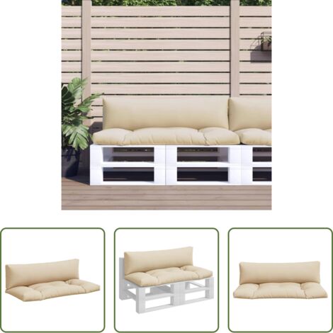 vidaXL Cuscino da patio -  Cuscini per Pallet 2 pz Beige in Tessuto