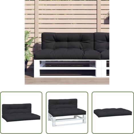 vidaXL Cuscino da patio -  Cuscini per Pallet 2 pz Neri in Tessuto