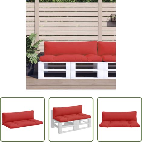 vidaXL Cuscino da patio -  Cuscini per Pallet 2 pz Rossi in Tessuto