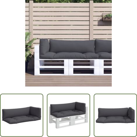 vidaXL Cuscino da patio -  Cuscini per Pallet 3 pz Antracite in Tessuto