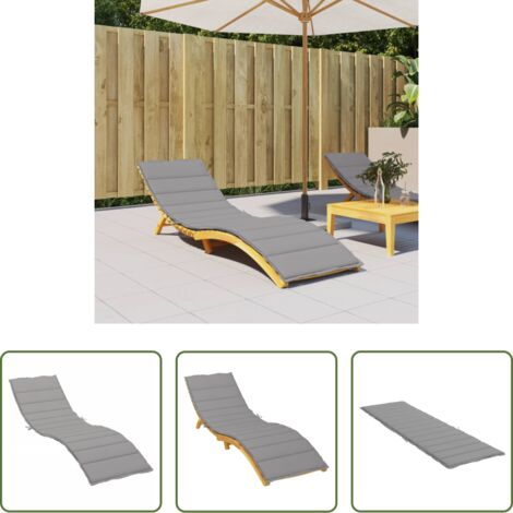 vidaXL Cuscino da patio -  Cuscino per Lettino Grigio 200x60x3 cm in Tessuto Oxford