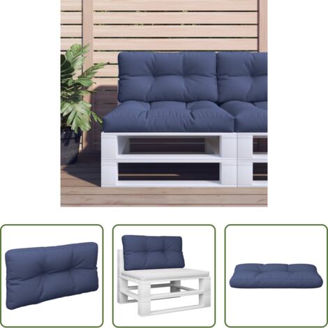 vidaXL Cuscino da patio -  Cuscino per Pallet Blu Marino 120x40x12 cm in Tessuto