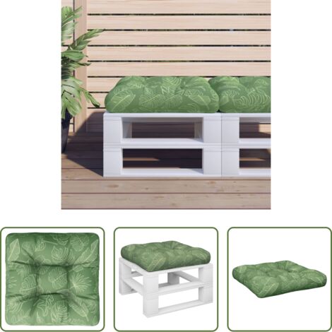 vidaXL Cuscino da patio -  Cuscino per Pallet con Motivo a Foglie 60x60x12 cm in Tessuto