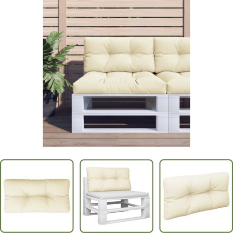 vidaXL Cuscino da patio -  Cuscino per Pallet Crema 80x40x12 cm in Tessuto