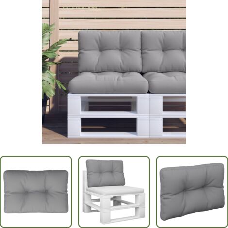 vidaXL Cuscino da patio -  Cuscino per Pallet Grigio 50x40x12 cm in Tessuto