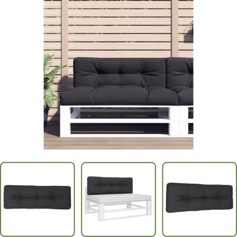 vidaXL Cuscino da patio -  Cuscino per Pallet Nero 120x40x12 cm in Tessuto