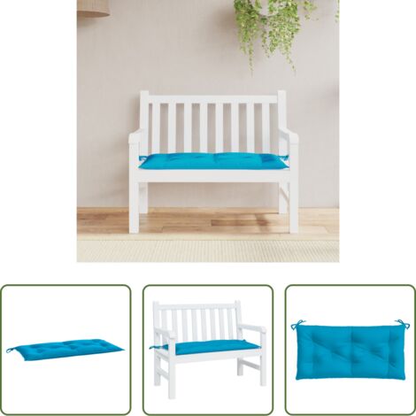 vidaXL Cuscino da patio -  Cuscino per Panca Azzurro 110x50x7 cm in Tessuto Oxford