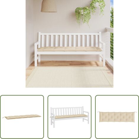 vidaXL Cuscino da patio -  Cuscino per Panca Beige 180x50x7 cm in Tessuto Oxford