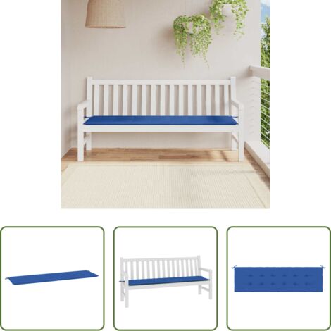 vidaXL Cuscino da patio -  Cuscino per Panca Blu Reale 180x50x3 cm in Tessuto Oxford