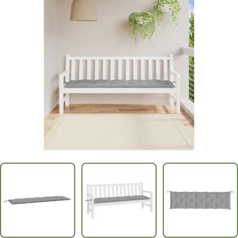 vidaXL Cuscino da patio -  Cuscino per Panca Grigio 180x50x7 cm in Tessuto Oxford