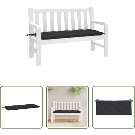 vidaXL Cuscino da patio -  Cuscino per Panca Nero 120x50x7 cm in Tessuto Oxford