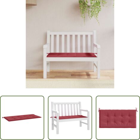 vidaXL Cuscino da patio -  Cuscino per Panca Rosso Vino 100x50x4 cm in Tessuto Oxford
