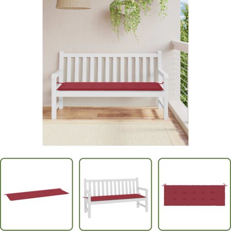 vidaXL Cuscino da patio -  Cuscino per Panca Rosso Vino 150x50x4 cm in Tessuto Oxford