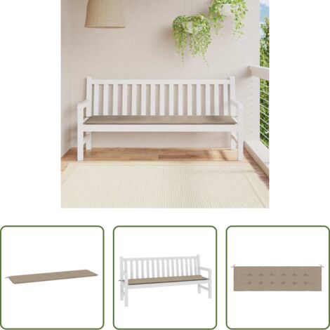 vidaXL Cuscino da patio -  Cuscino per Panca Tortora 180x50x4 cm in Tessuto Oxford
