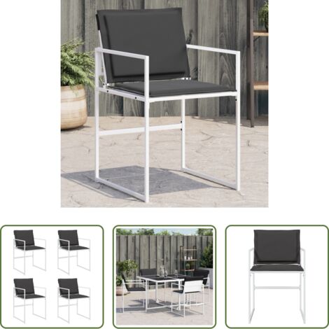 vidaXL Cuscino da schienale -  Sedie da Giardino con Cuscini 4 pz Bianchi Acciaio e Textilene