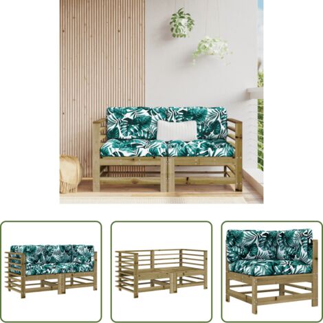 vidaXL Cuscino da seduta -  Divani Angolari con Cuscini 2 pz in Legno Impregnato di Pino